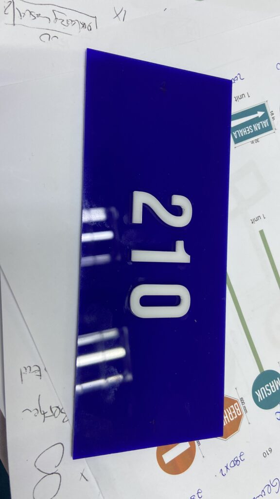 Blue Number 210 Acrylic Signage